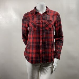 3For$20 Maurice Plaid Red/Black Button Down Blouse  Size: M